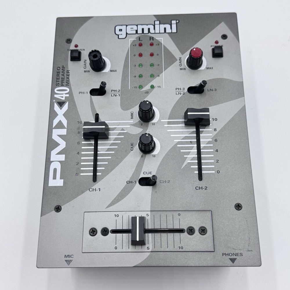 Gemini PMX-40 DJ CD Deck PMX-40 Mixer (No Cords) No Ac Adapter Light Usage EUC