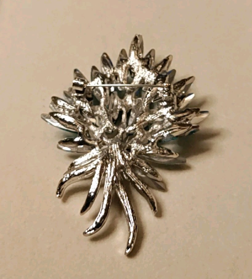 Wheat Ear Blue & Silver Tone Brooch