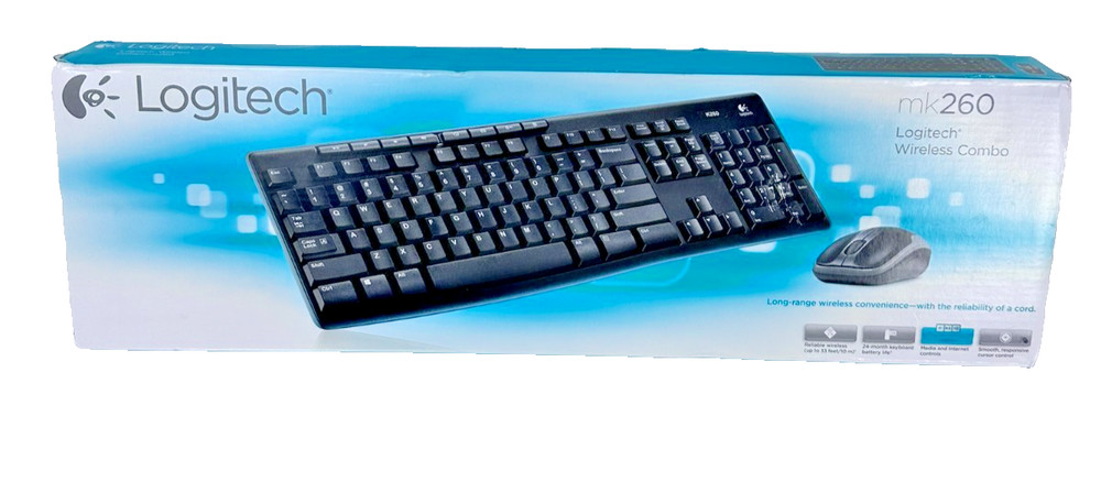 Logitech MK260 Wireless Keyboard Mouse Combo Black USB Receiver Open Box