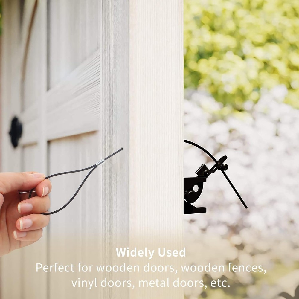 Rust-Resistant Black Spring Latch Cable for Easy Door Operation, 2-6" Thickness