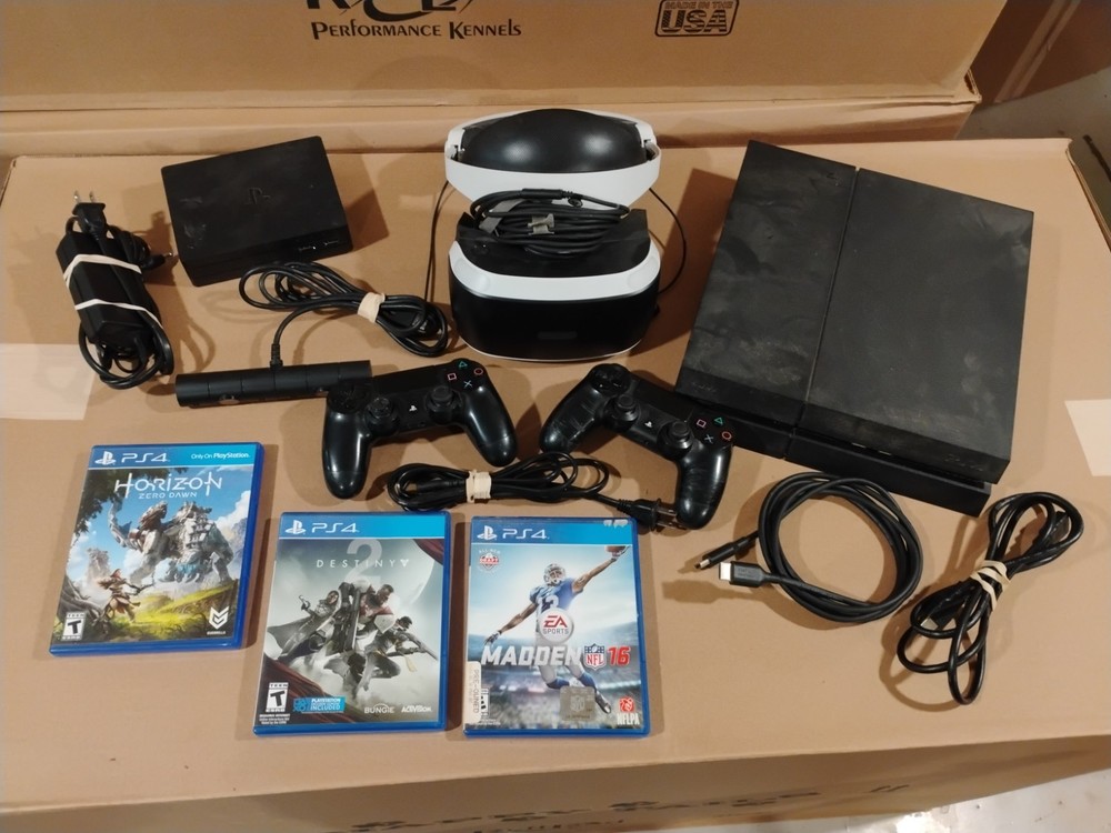 Sony PlayStation 4 PS4 Bundle + PSVR Headset, Camera, 2 Controllers, Games