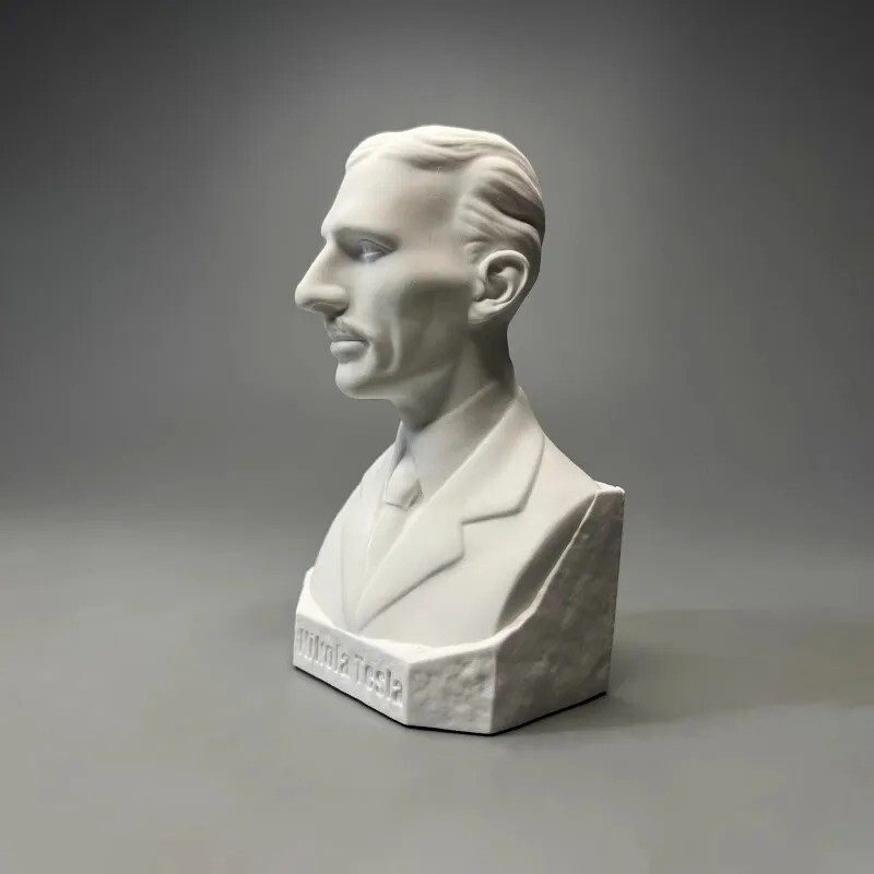 Handcrafted Nikola Tesla Physicist Sculpture Bust, Bookcase Table Shelf Statue