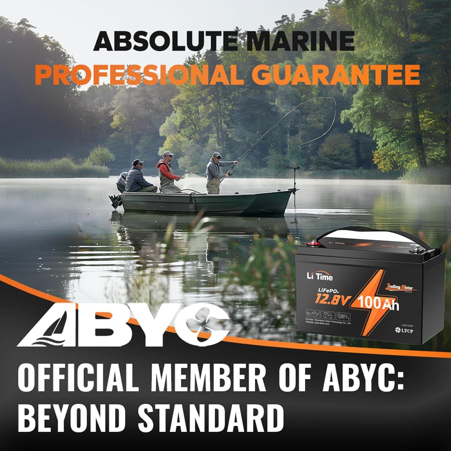 LiTime 12V 100Ah TM LiFePO4 Lithium Battery Low Temp Cut-off for Trolling Motor