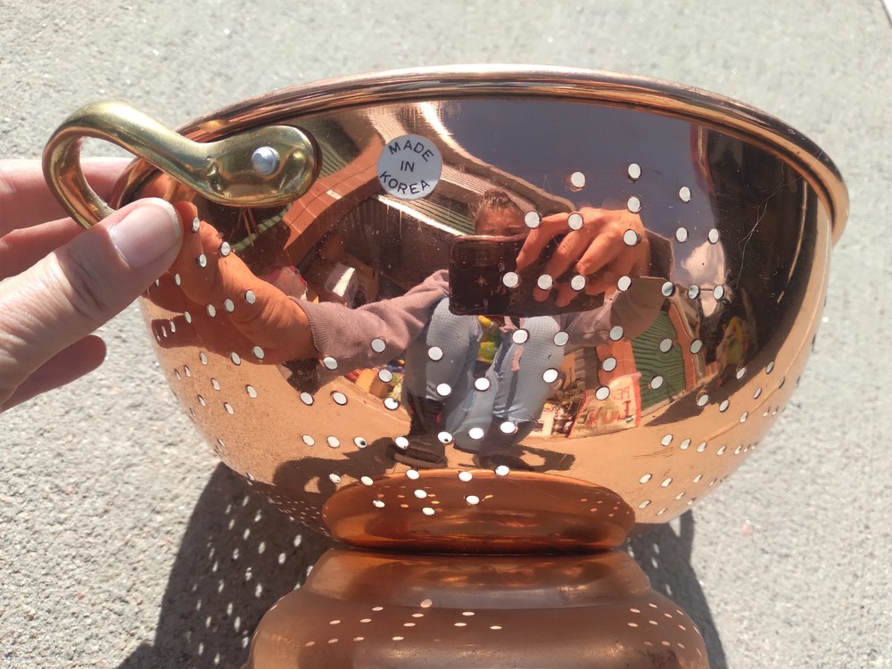 Vintage Copper Cookware Strainer Colander Handles
