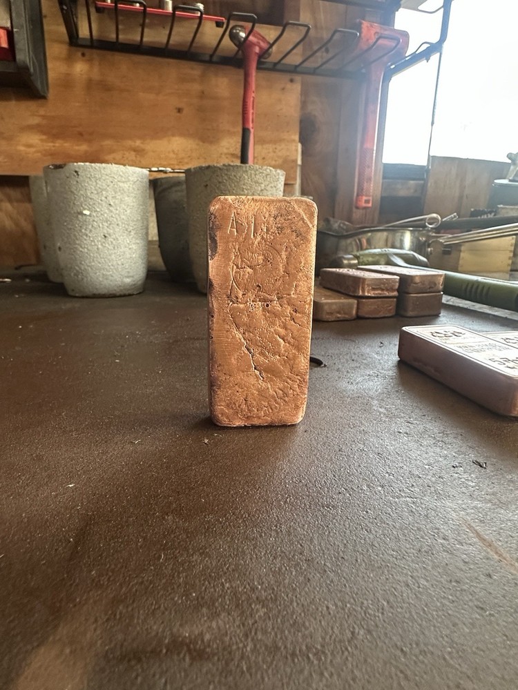 1 lb hand poured copper bar