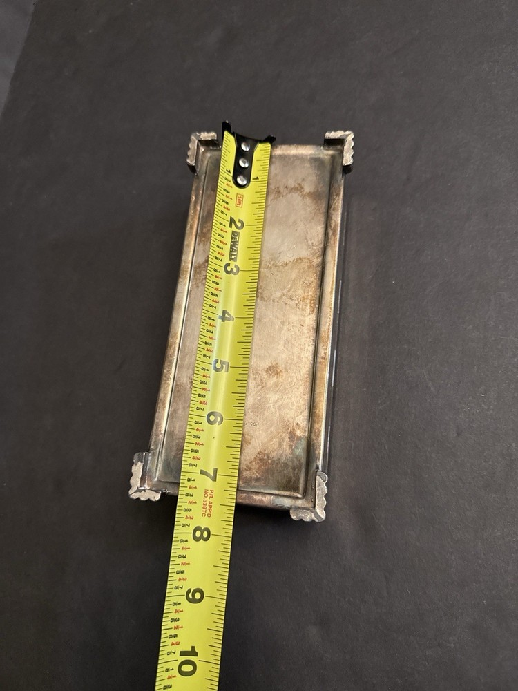 Poole Silver Co 2002 Silverplate Footed Cigarette/Jewelry Box Vintage Wood Lined