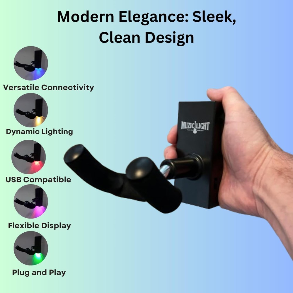 MuzicLight Light Up Guitar Wall Mount, LED Multicolor