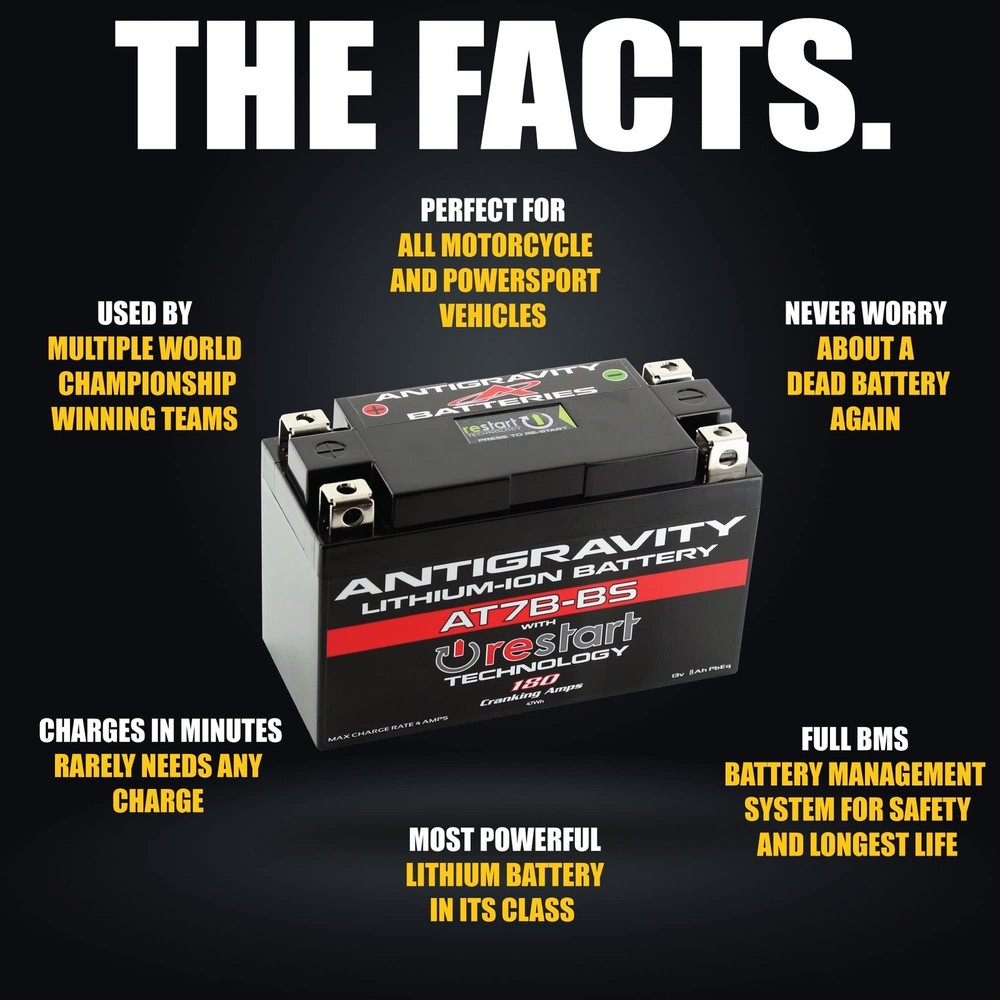 Antigravity AT7B Performance Lithium Motorcycle Powersport Battery with Built...