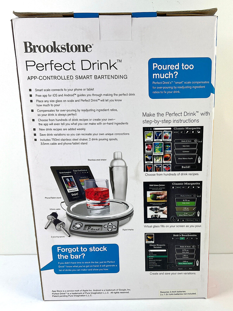 NEW (Open Box) Brookstone Perfect Drink App-Controlled Bartending System