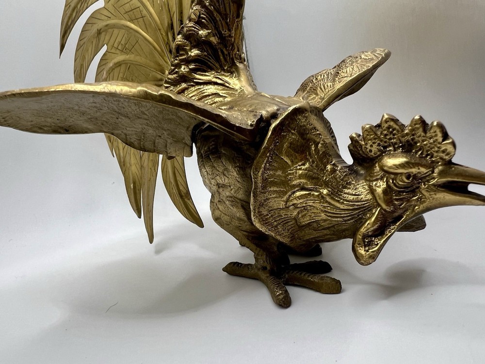 Brass Fighting Roosters Vintage Pair Solid Brass