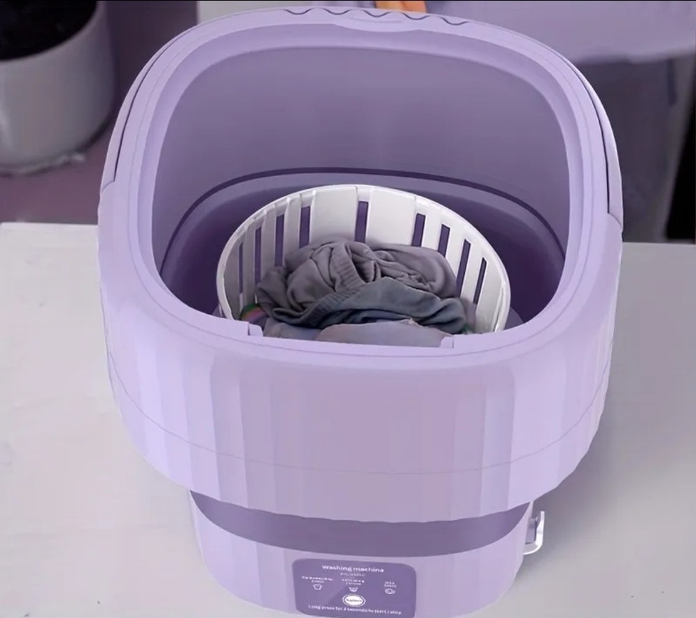Portable Foldable Laundry Washing Machine 2.38gal Compact Mini Washer for...