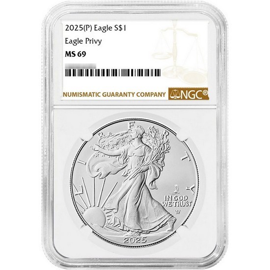 2025-P AMERICAN SILVER EAGLE MS69 W/ EAGLE PRIVY