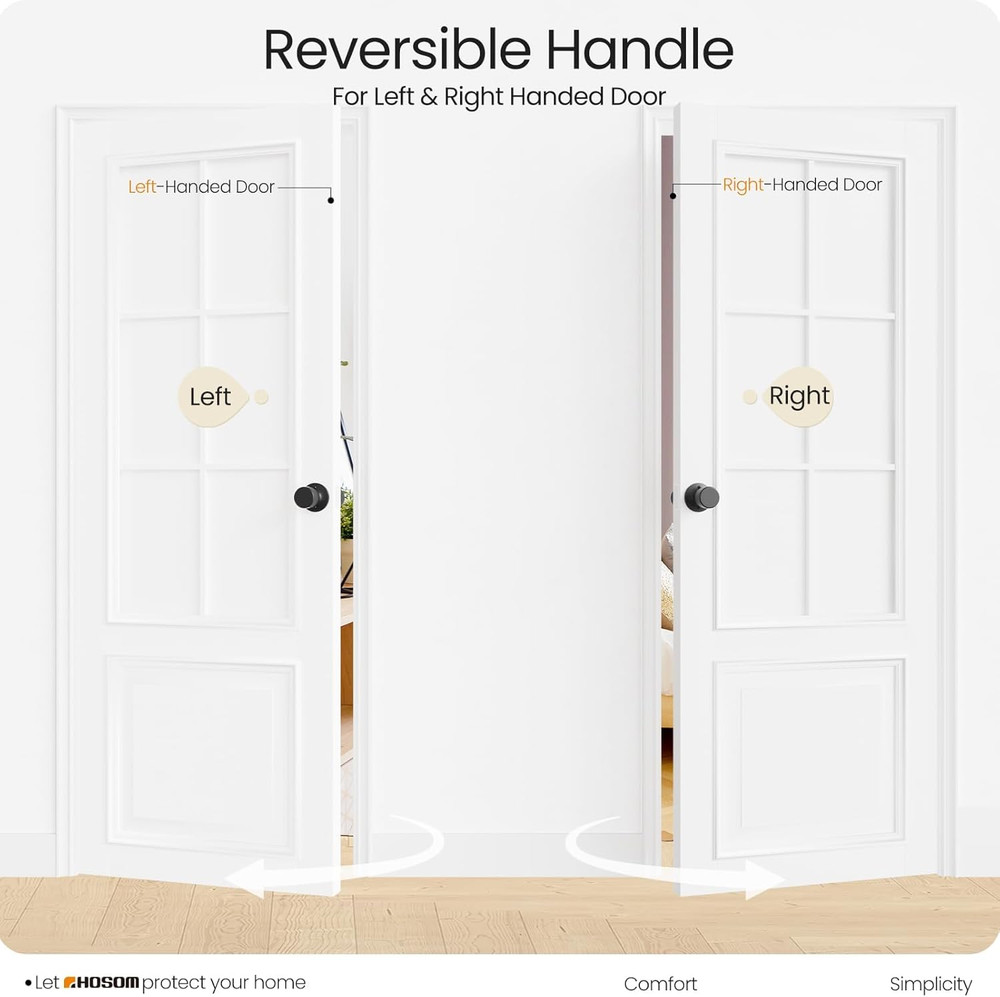 6 Pack Dummy Door Knobs，Matte Black Door Knobs Keyless Interior/Exterior Door Lo