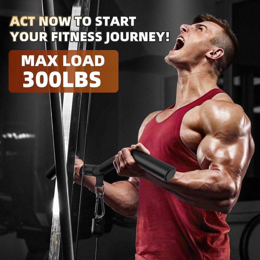 LAT Pulldown Bar Attachments for Pulley Cable Machine, Single D-Handle Tricep...
