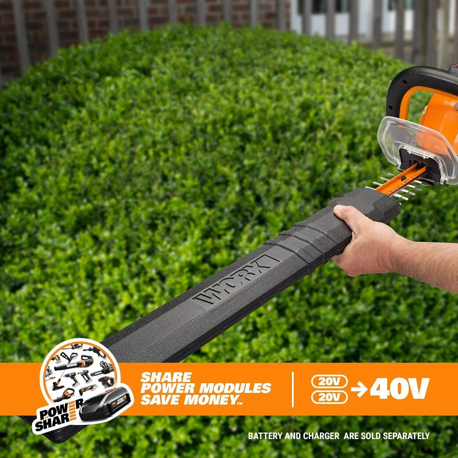 WORX WG284.9 2X20V Powershare 24" Hedge Trimmer with Dual Blades (Tool Only)