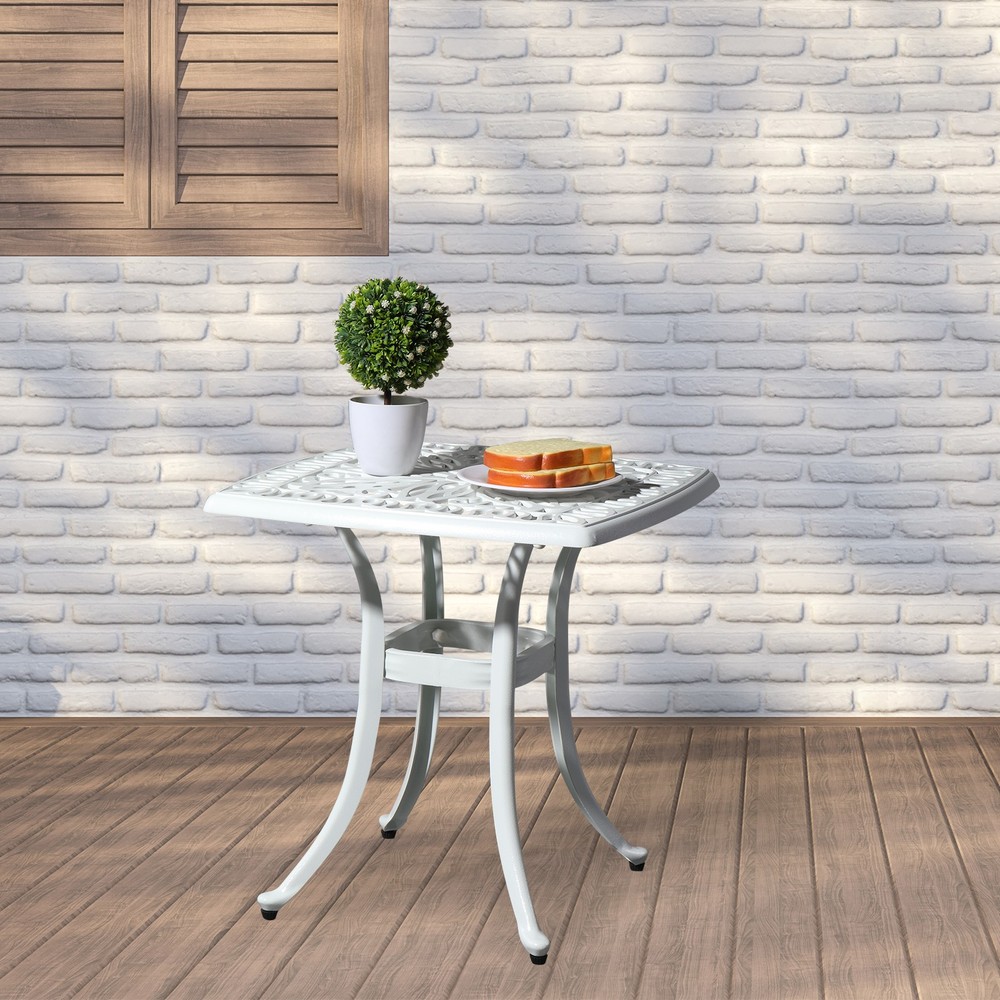Outdoorr Cast Aluminum Square Table, End Table Side Table for Paio Backyard Pool