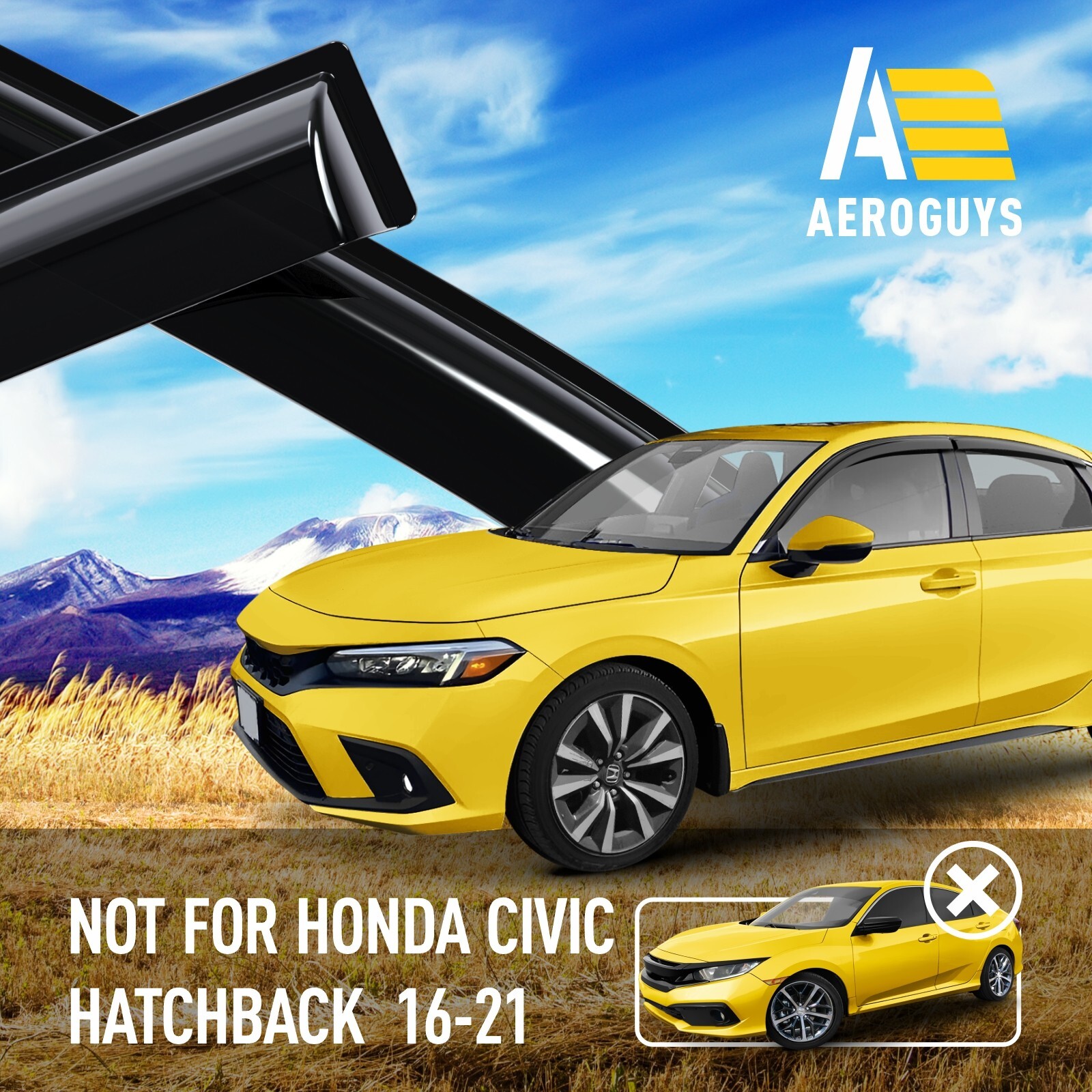 Rain Guards Vent Visors Shade for 2022-2024 Honda Civic Hatchback