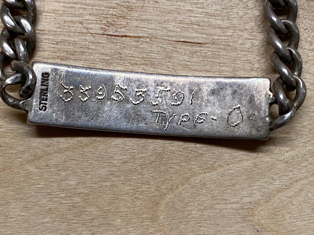 Ww2 Sterling Identification Bracelet With War Time Engraving