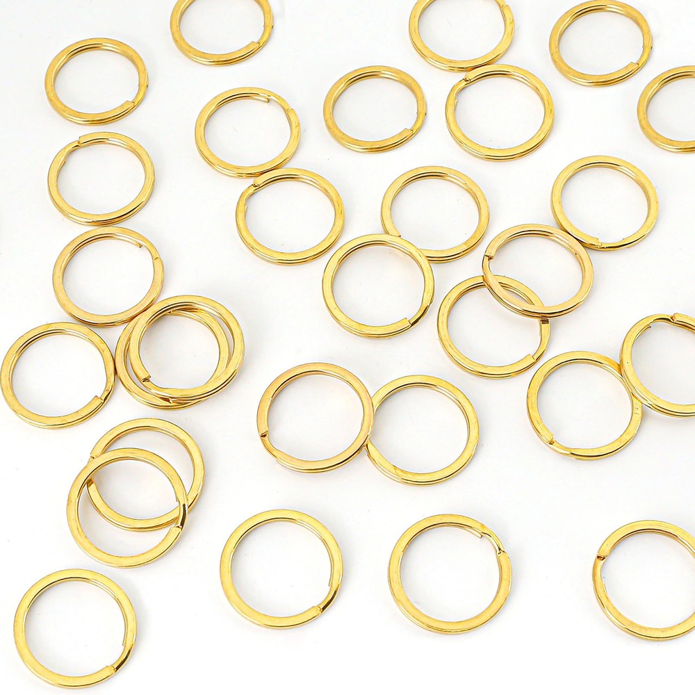 15/20/25/30/32/35mm Solid Brass Flat Keyring Split Key Rings Hoop Loop Keychain