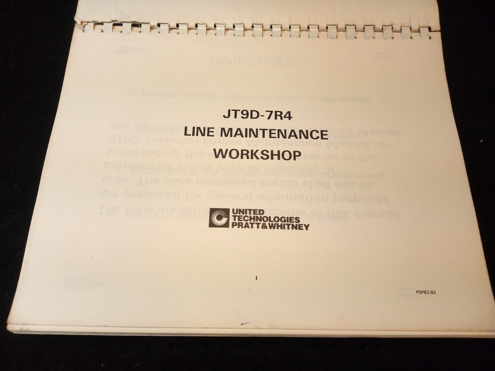 JT9D-7R4 Pratt & Whitney Training Engine Manual Line Maintenance Workshop
