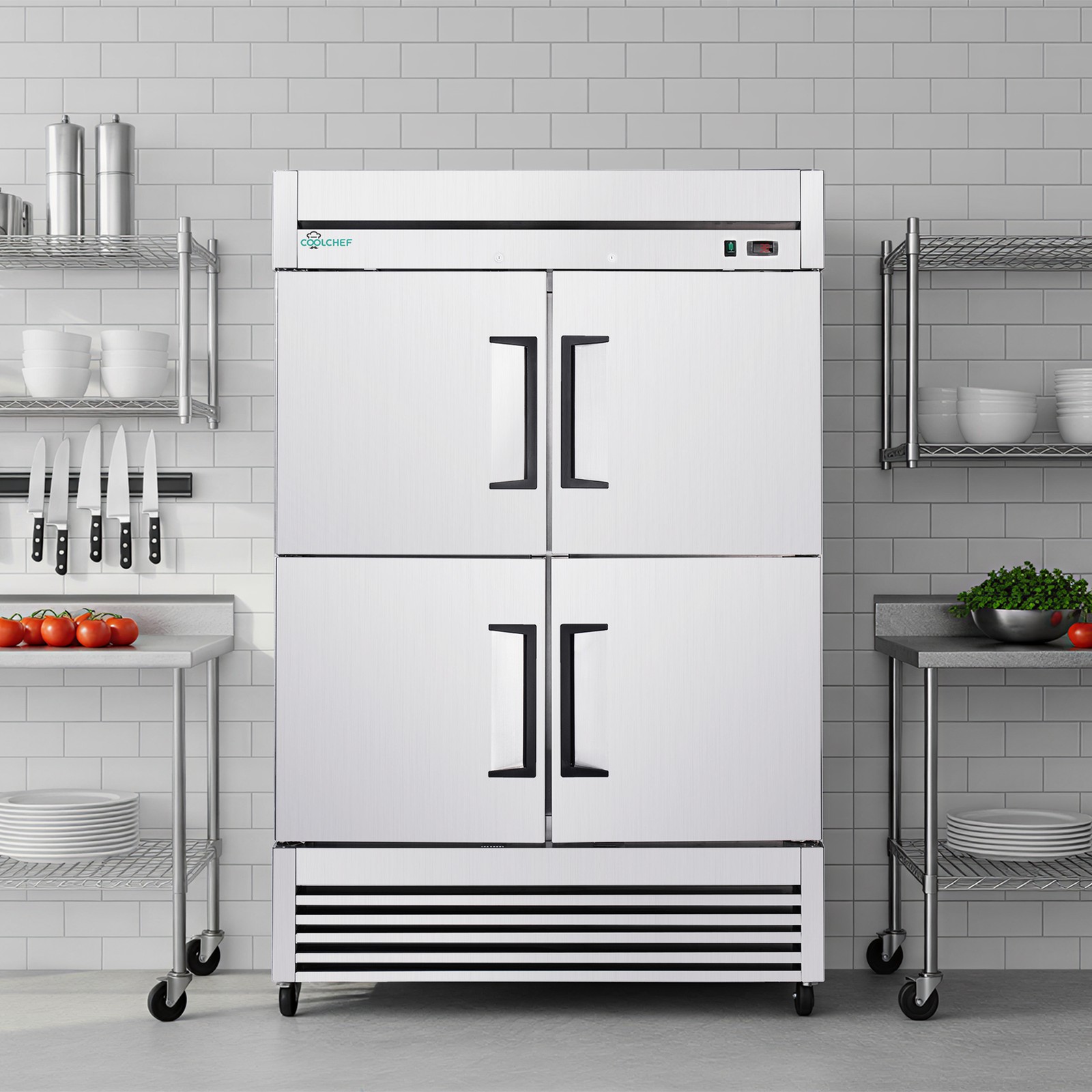 54" Commercial Refrigerator 49 Cu.Ft 4-Door 32–37℉ Air Cooling 6 Shelves, R290