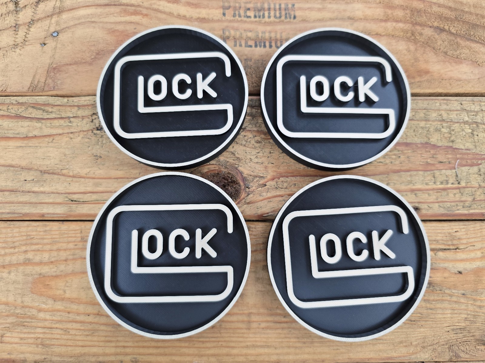 Glock Logo Cup Table Coasters USA Made Free Shipping Set of 4