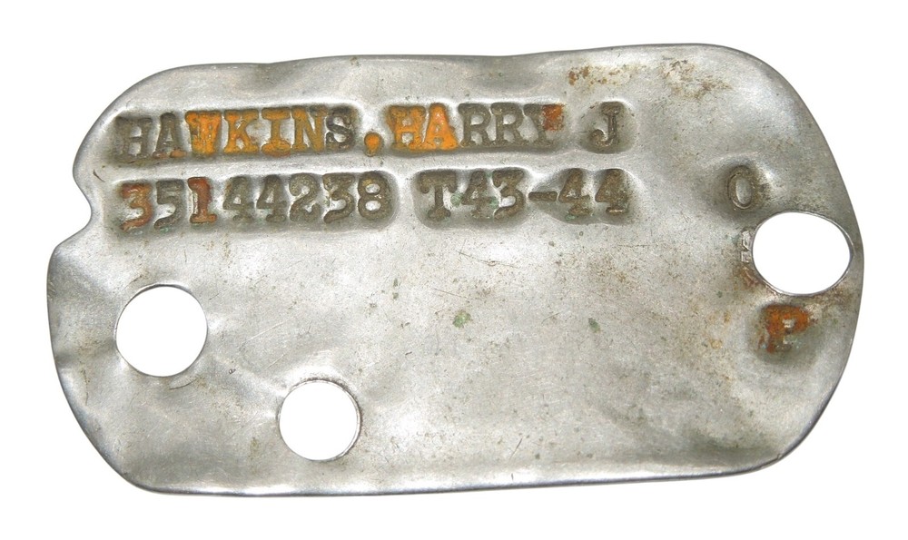 Original WWII US Army 1944 Engineer Sergeant Dog Tag Hawkins CA3