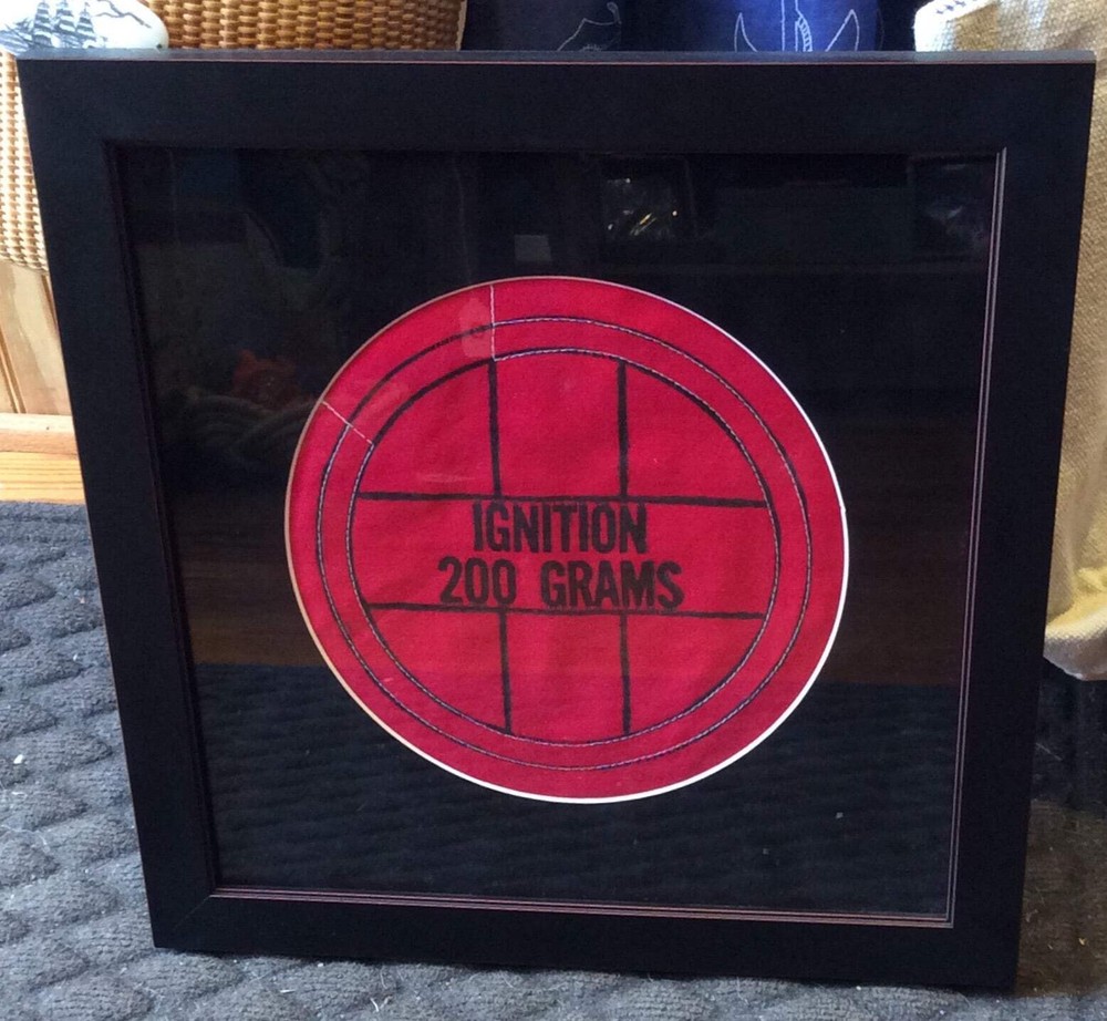 Framed Gun Powder Primer Bag.