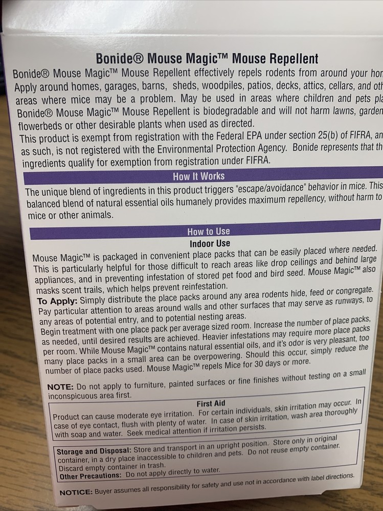 12 Mouse Repellent Scent Packs ~ New