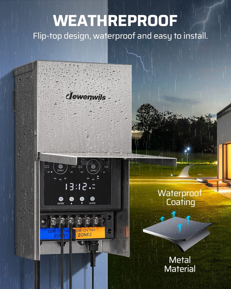 DEWENWILS 200W Low Voltage Landscape Transformer with Photocell Timer Multi-Zone