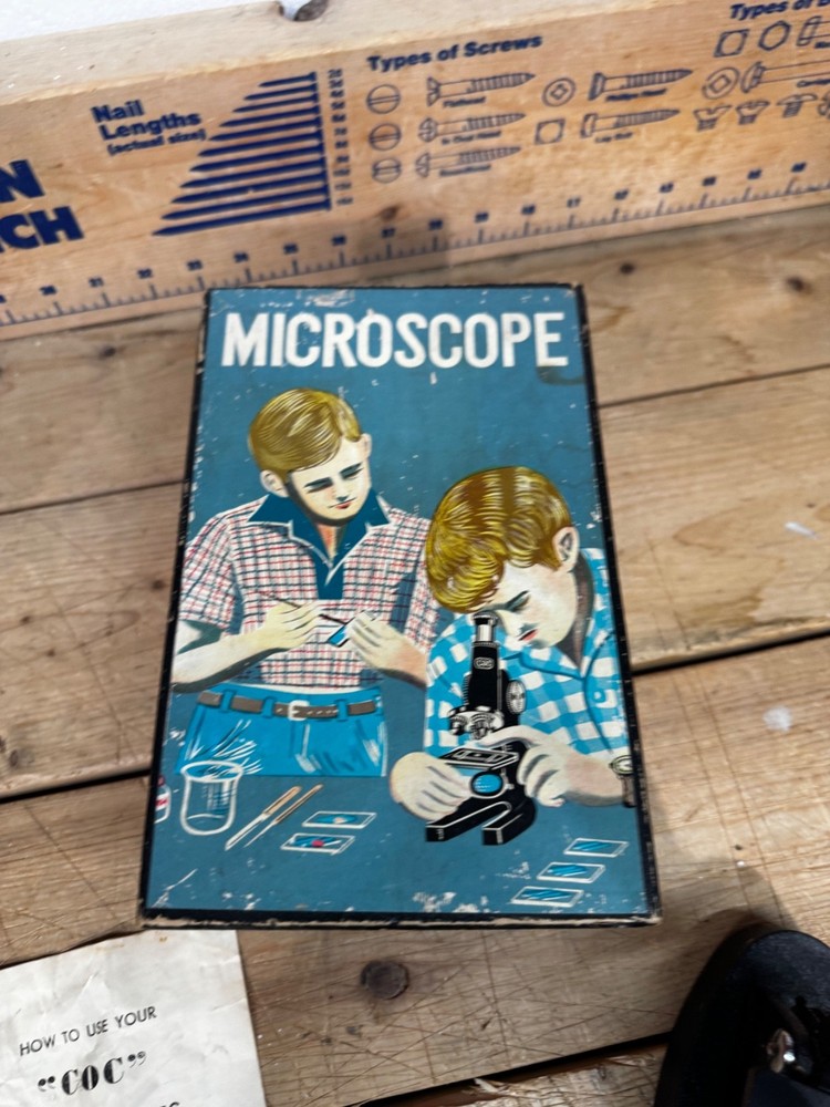 VINTAGE COC JUNIOR MICROSCOPE KIT / SET IN ORIGINAL BOX COMPLETE