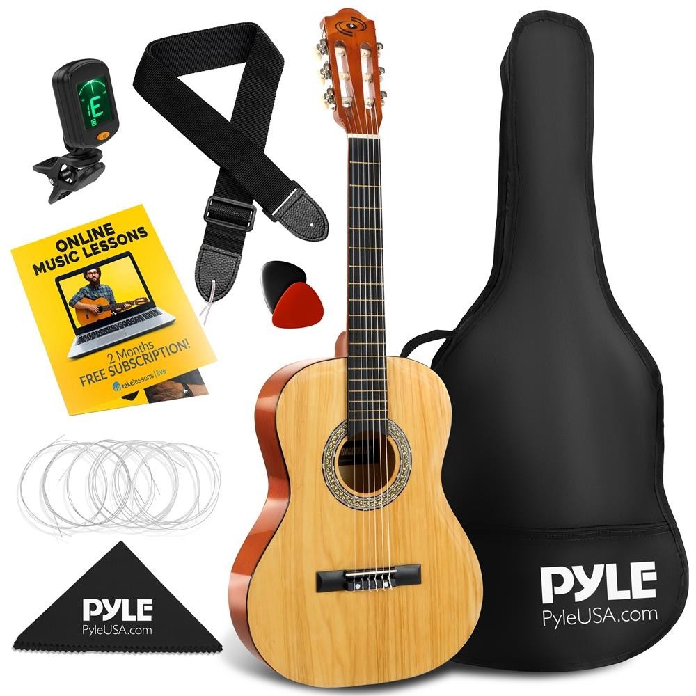 Pyle 36'' 6-String Classical Guitar w/ Digital Tuner & Accessory Kit