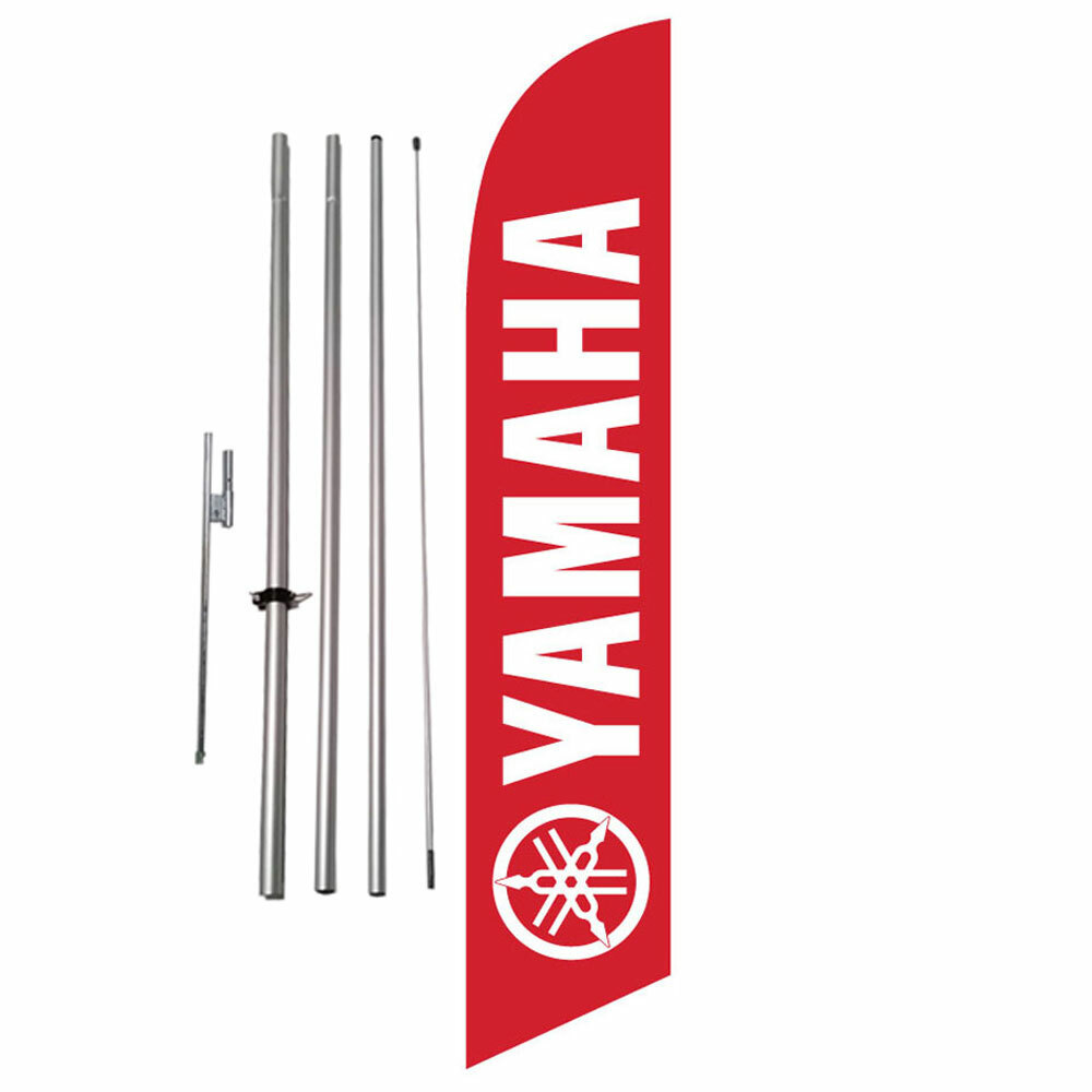 Custom Red Yamaha 15' Feather Banner Swooper Flag Kit with pole+spike -new