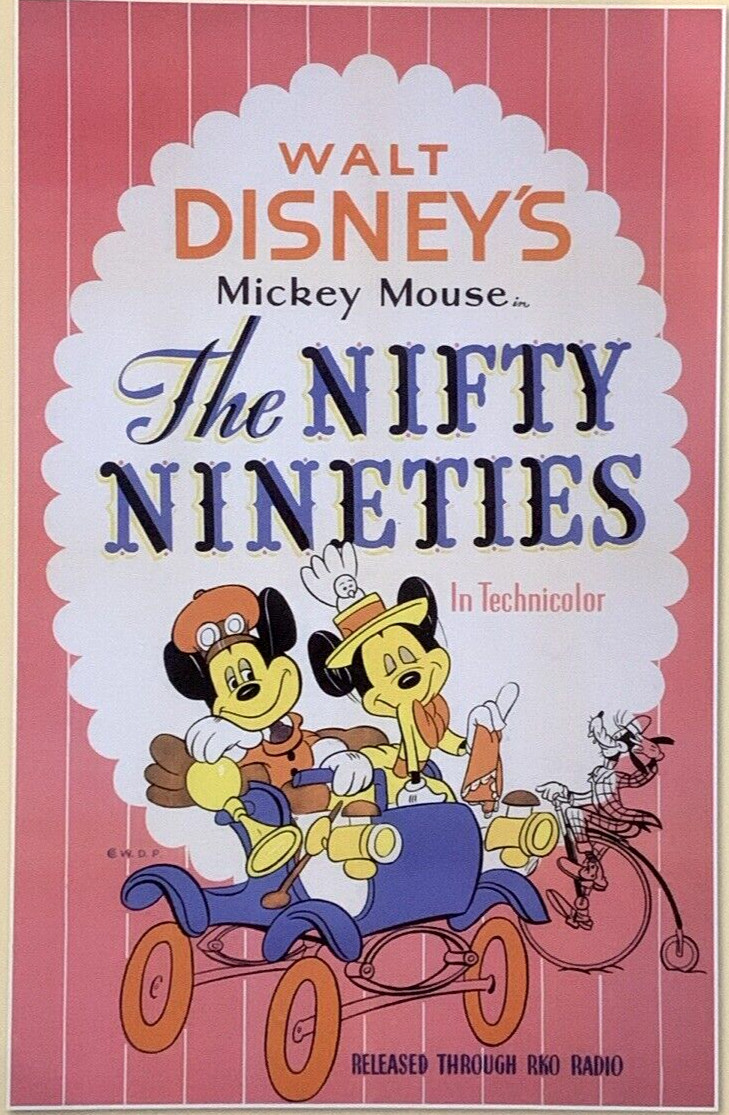Mickey Mouse The Nifty Nineties 1941 Movie Poster Walt Disney RKO Radio #0026