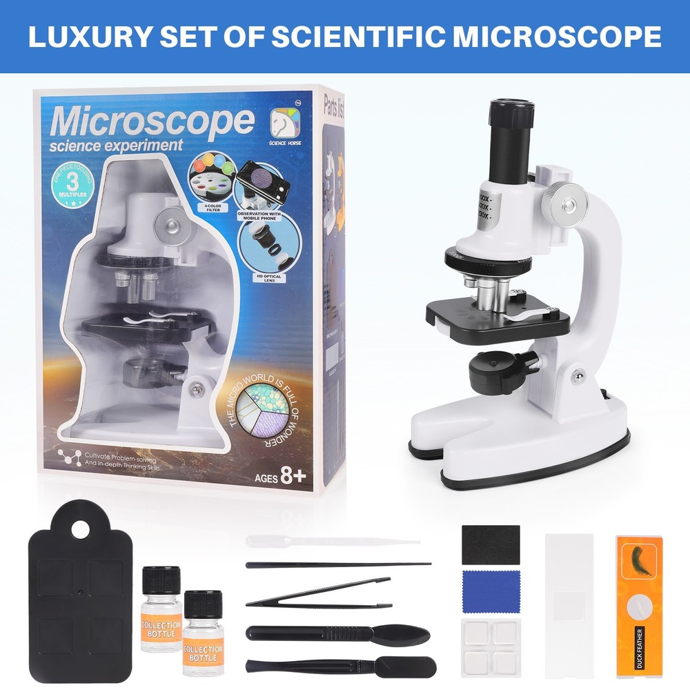 Microscope Kit for Kids 200X-/1200X High-Power Compound Microscope STEM Learning