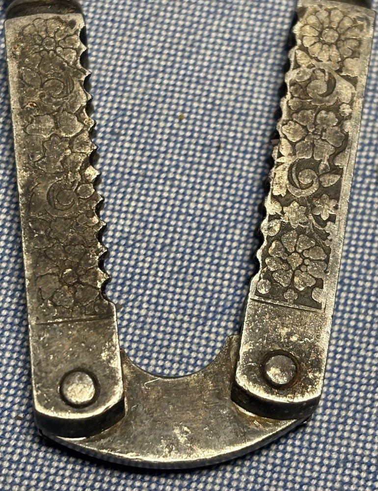 Vintage Nut Cracker Floral Design Silver Tone
