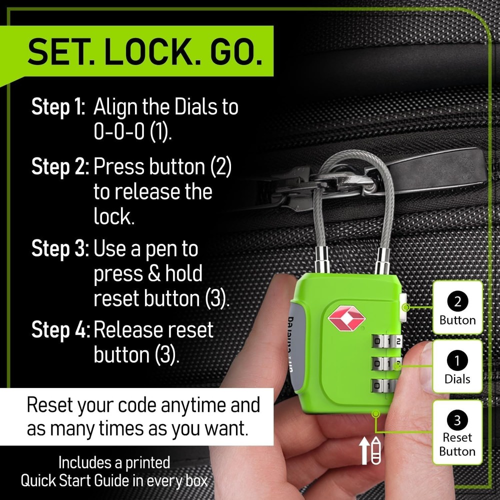 TSA Approved 3-Digit Combination Locks – 3-Pack for Ultimate Luggage Security