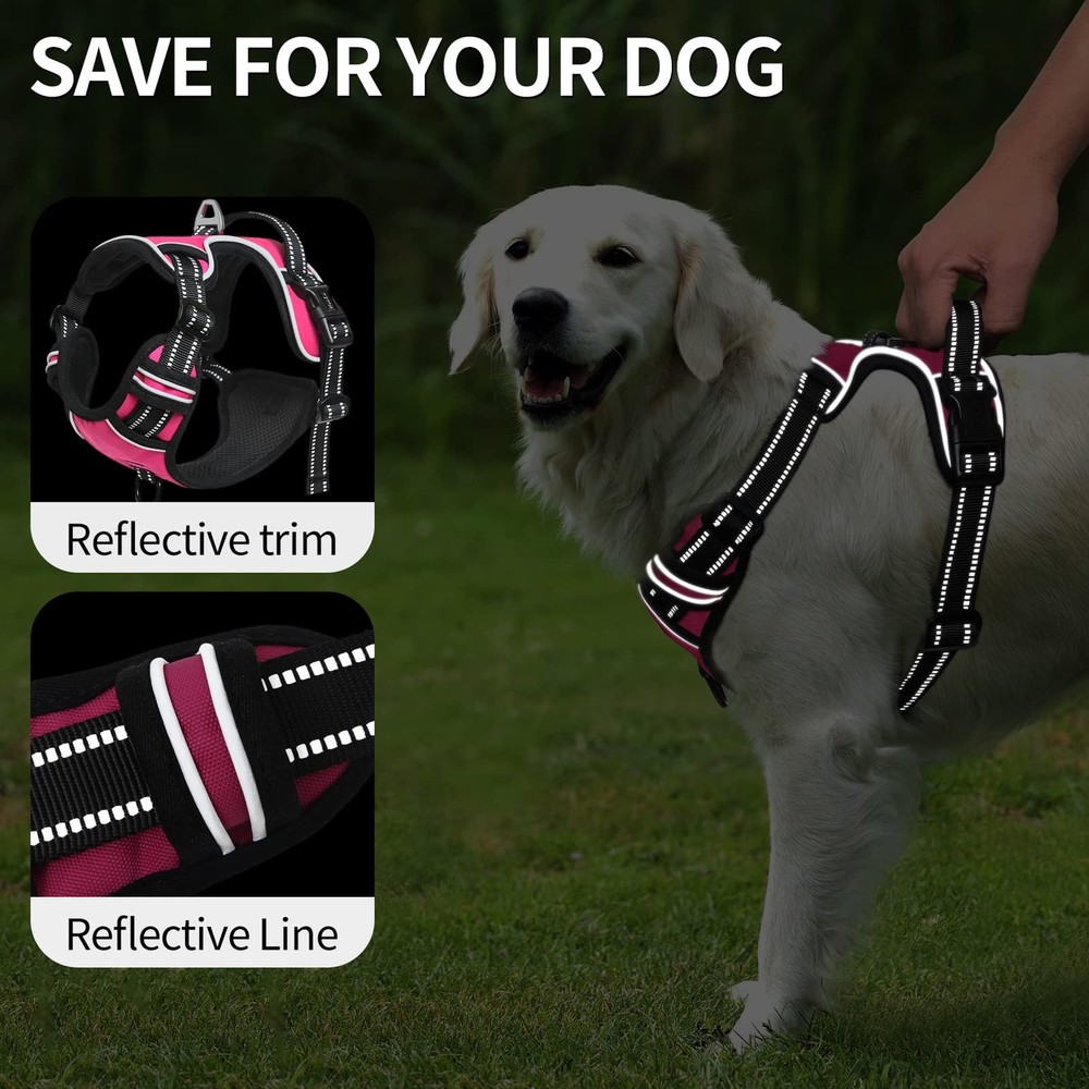 Dog Harness, No Pull Adjustable Padded Reflective Harness for Small Medium La...
