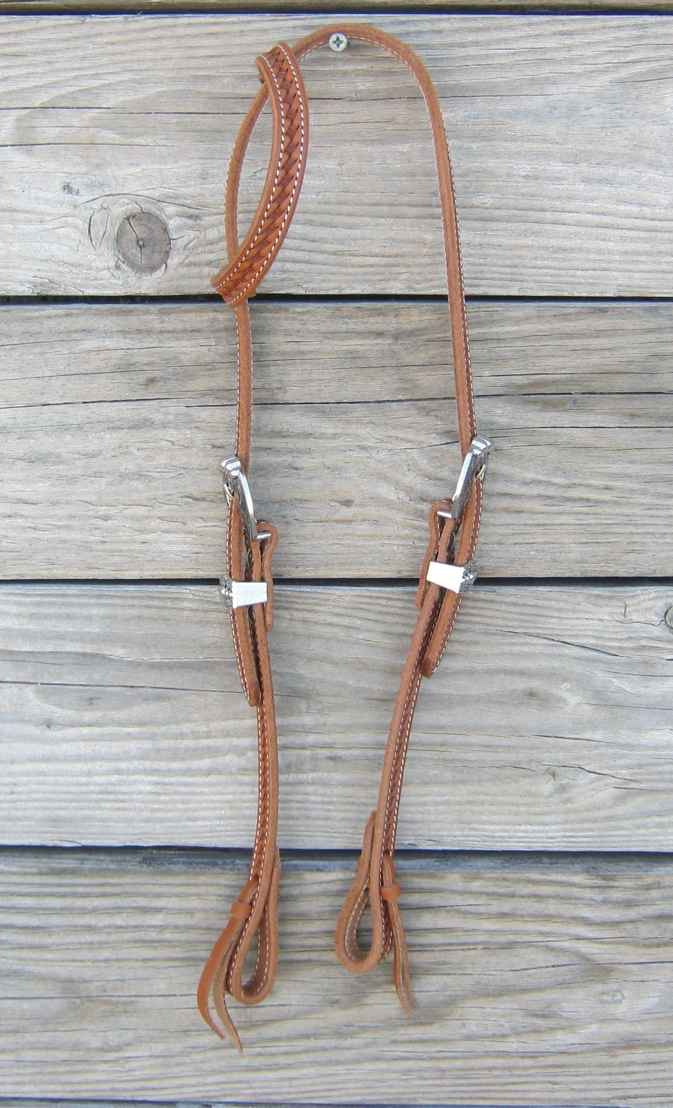 West 74 Light Oil Leather 5/8" One Ear Floral Spot Show Buckles Headstall