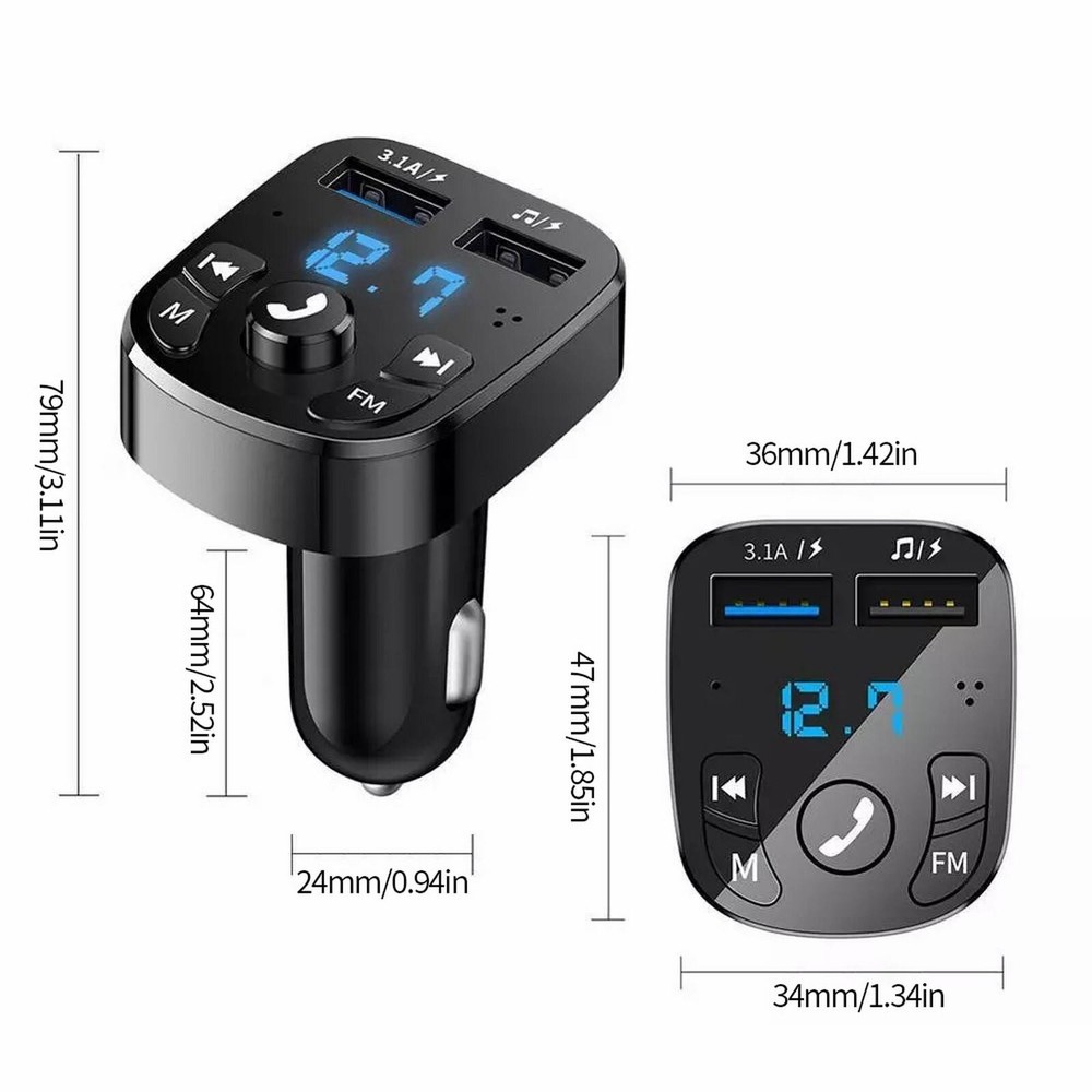 In-Car Bluetooth Hands Free MP3 Player/Phone to Radio FM Transmitter Modulator⇖