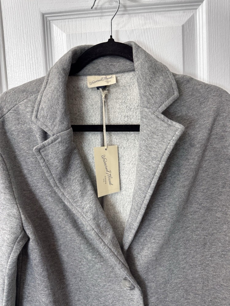 Universal Thread Gray Long Sleeve Jersey Button Pockets Blazer Size Small