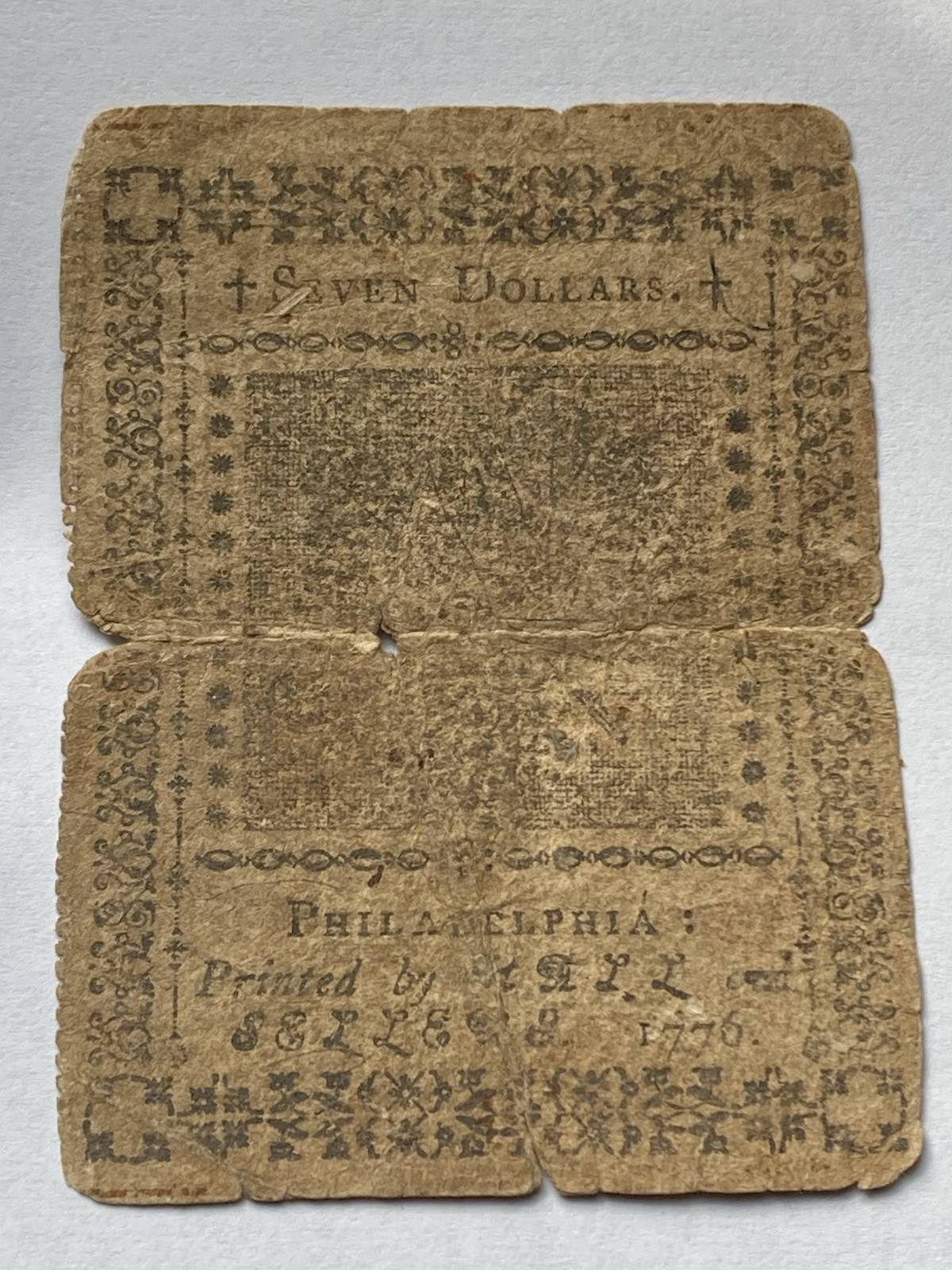 1776 Colonial America’s Continental Currency Nov 2 1776🇺🇸Rare $7 Dollars🇺🇸