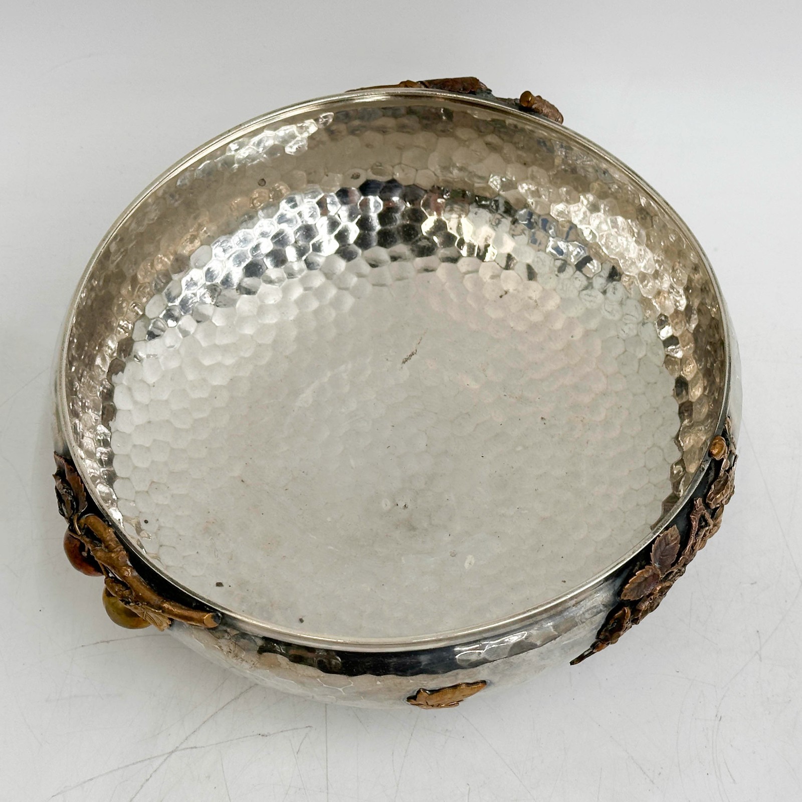 Gorham Sterling Silver Hammered Mixed Metal Bowl 1881 Cherry Blossoms #1730
