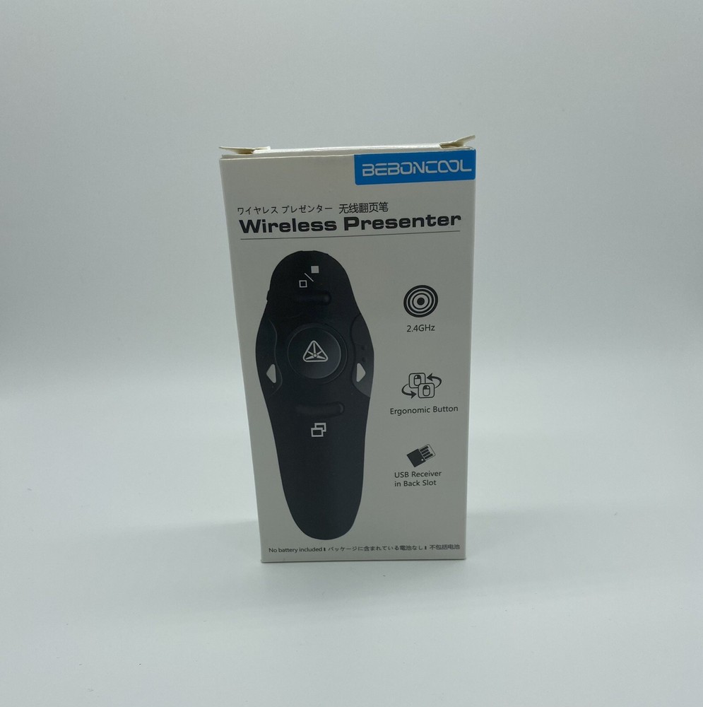 Open Box BEBONCOOL RF 2.4GHz Wireless Presenter Remote Presentation USB Control
