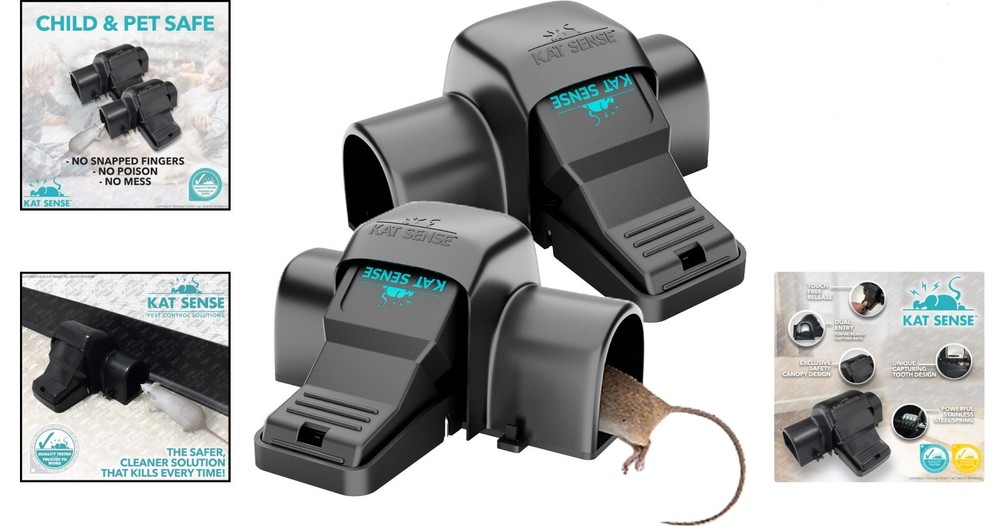 Efficient Tunnel Design Rodent Traps - Covered & Quick Humane Kill, 2 Count