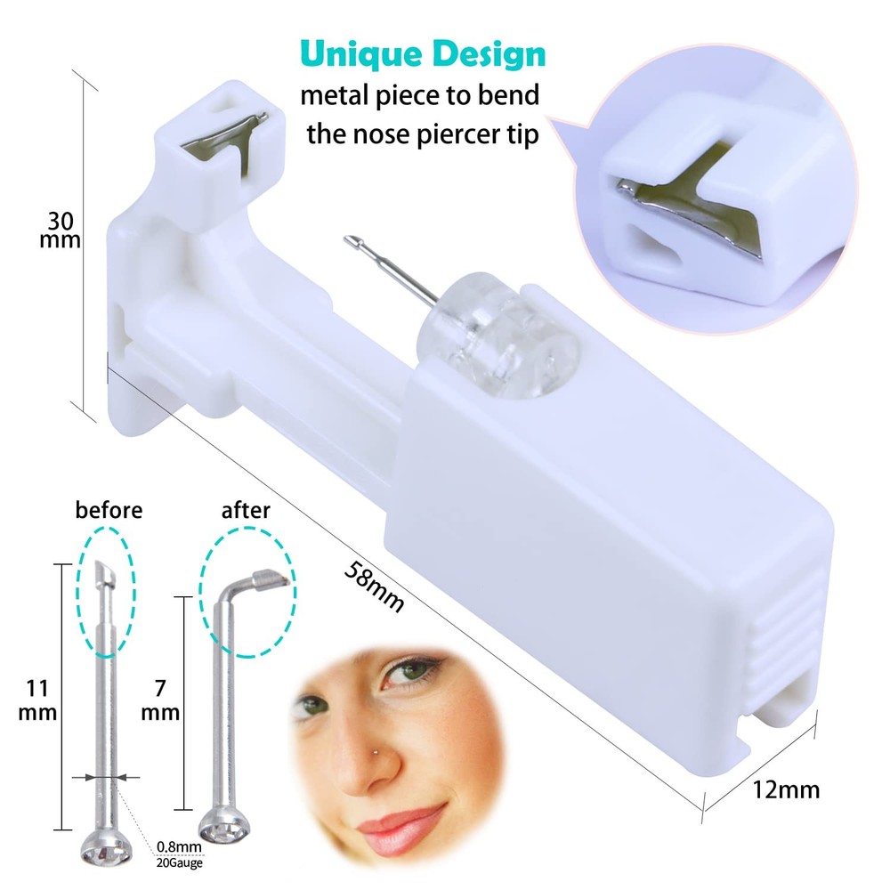 5 Pack Disposable Nose Piercing Gun Kit - Self Rings & Studs