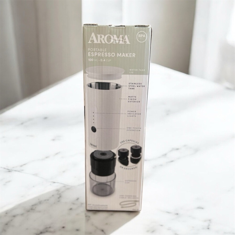 Aroma | Portable Mini Espresso Maker-White | NIB