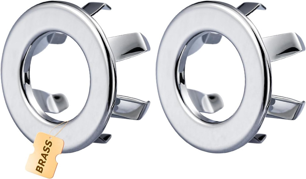 Sink Overflow Ring Chrome: 2 Pack Solid Brass Bathroom Vessel Sink Overflow Cove