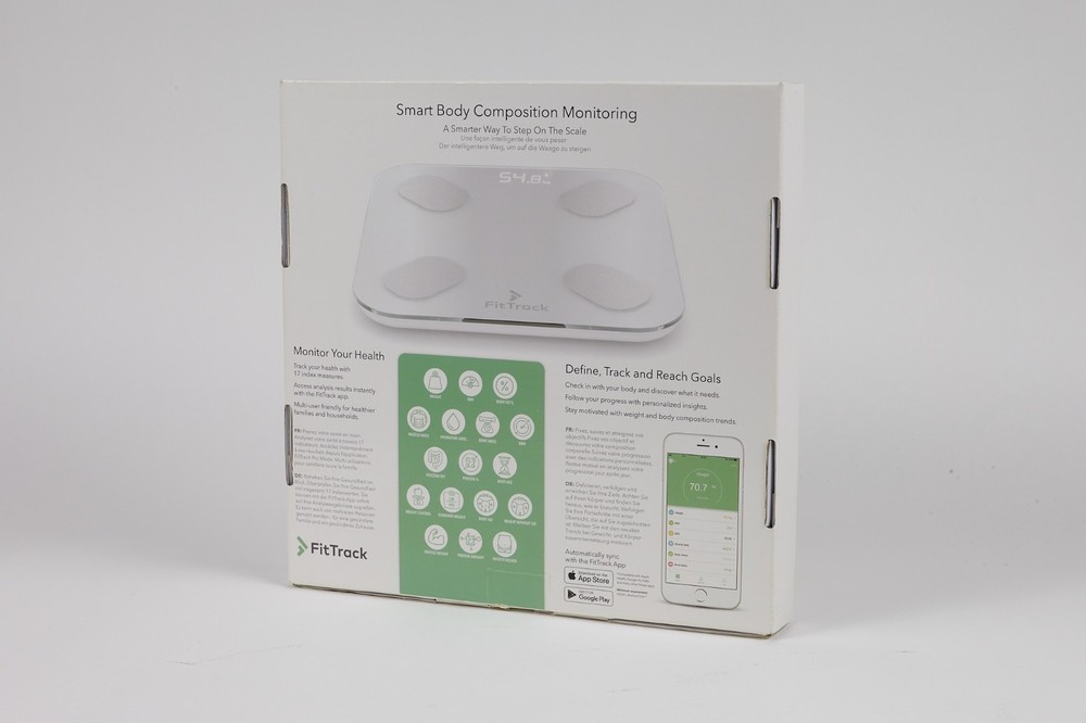 FitTrack Dara Smart BMI Digital Scale, White, Body Analysis, Bluetooth