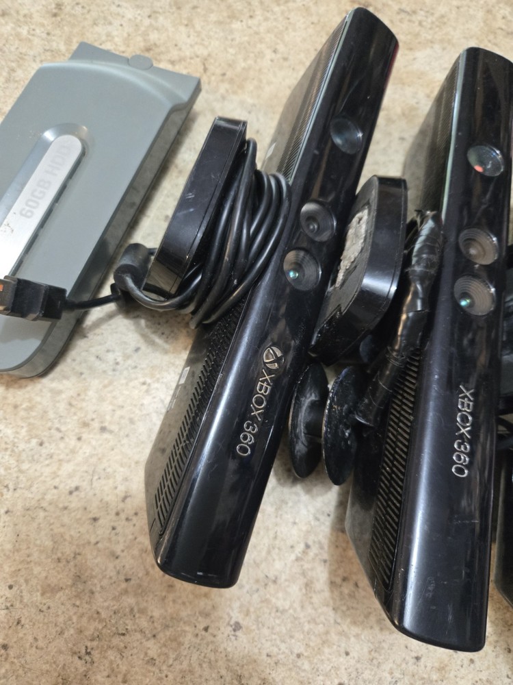 3 Microsoft Xbox 360 Kinect Sensor Bars & 60GB Hard Drive Used & Untested Bundle